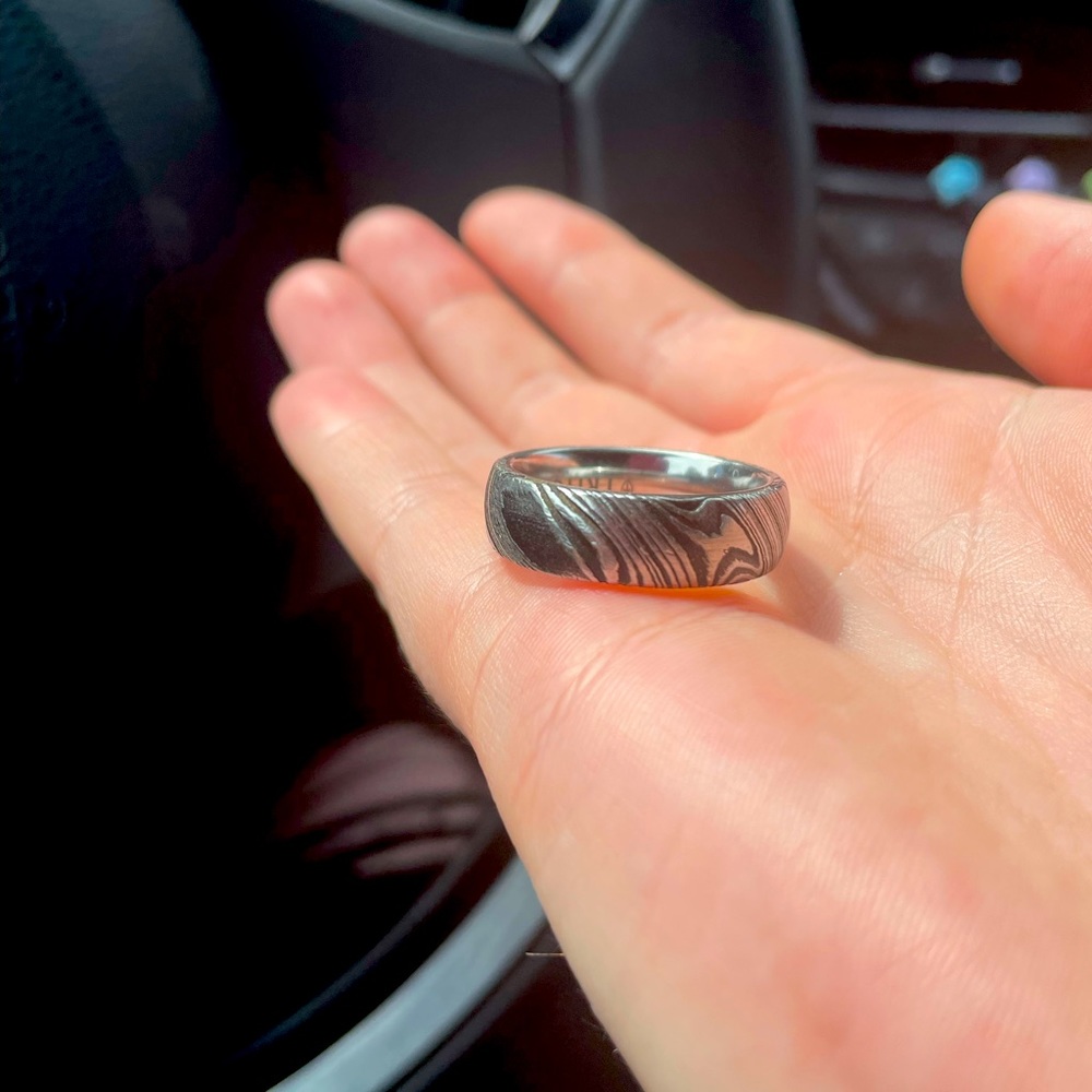 Tungsten Ring With Faux wood Design